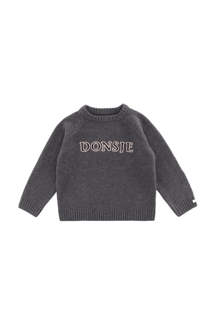 Donsje Sweter dziecięcy z wełny merino Fionn Merino Wool Sweater szary 4103500