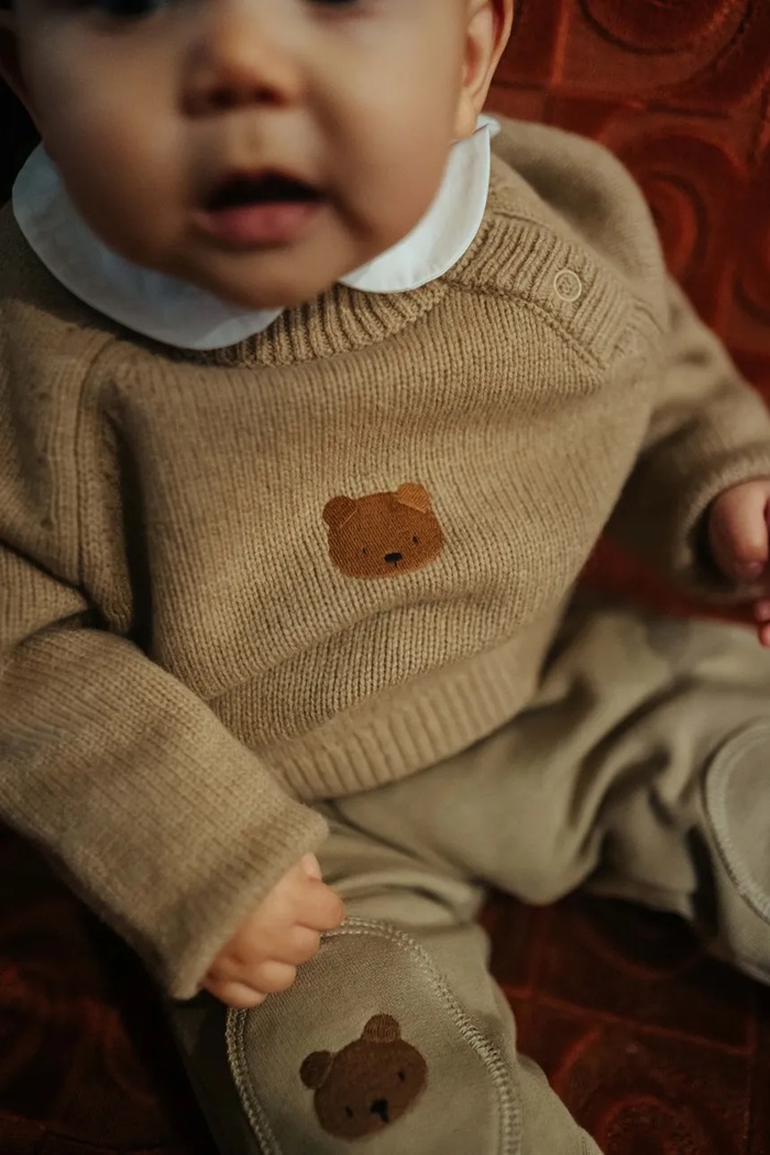 Donsje Sweter dziecięcy z wełny merino Sibbe Merino Wool Sweater Bear zielony 3040201