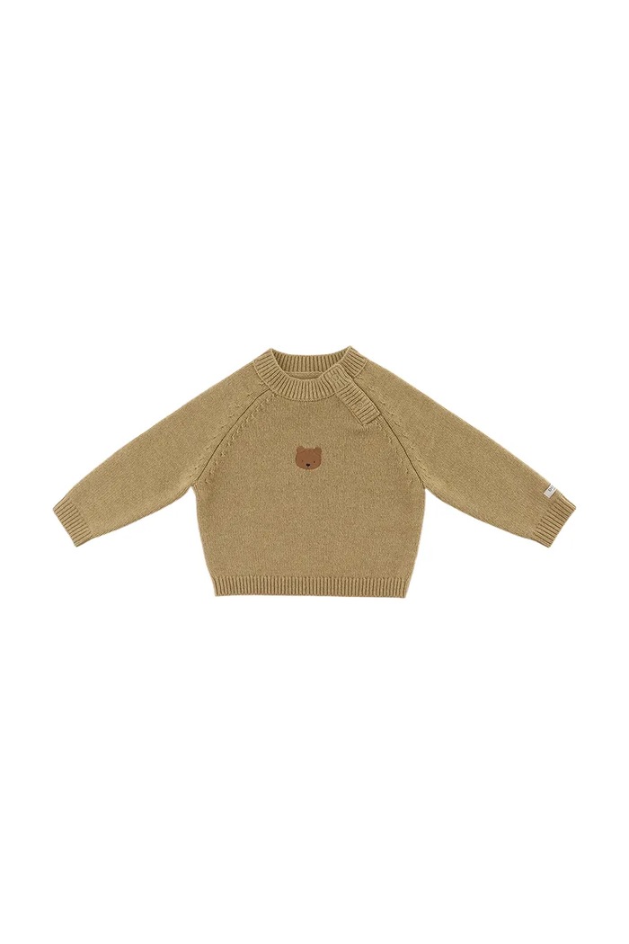 Donsje Sweter dziecięcy z wełny merino Sibbe Merino Wool Sweater Bear 3040201 zielony AW26