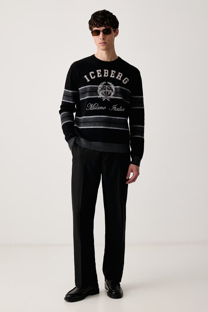 Iceberg Sweter męski wełniany A001.9051 czarny AW26