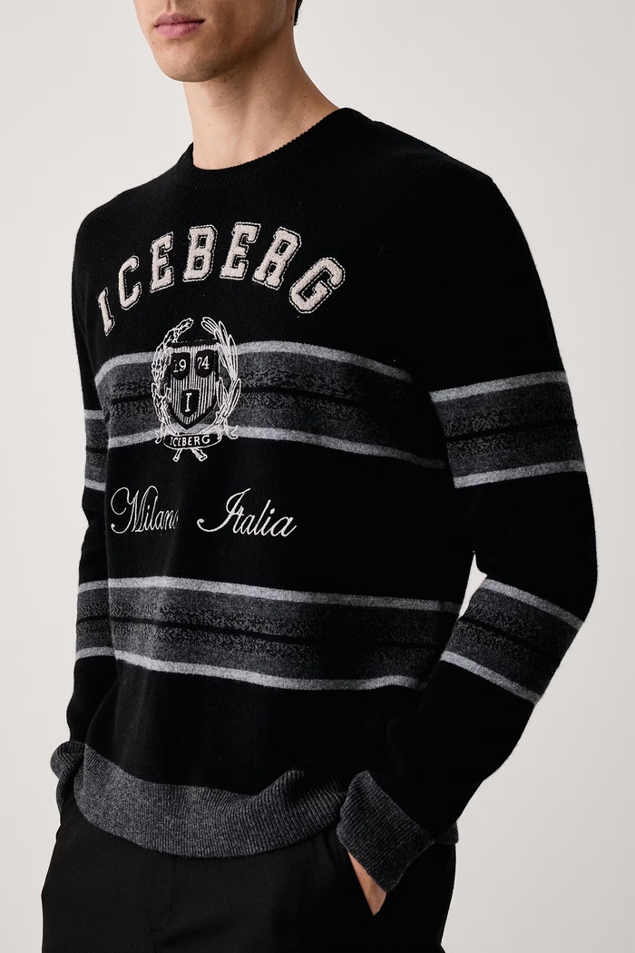 Sweter męski wełniany Iceberg A001.9051 czarny