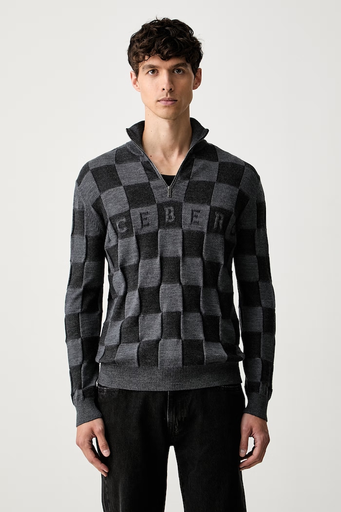Iceberg sweter męski z wełną szary A004.9050