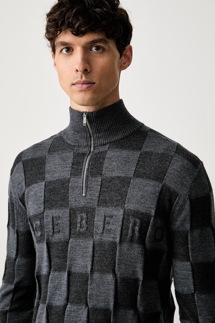 Iceberg sweter męski z wełną szary A004.9050