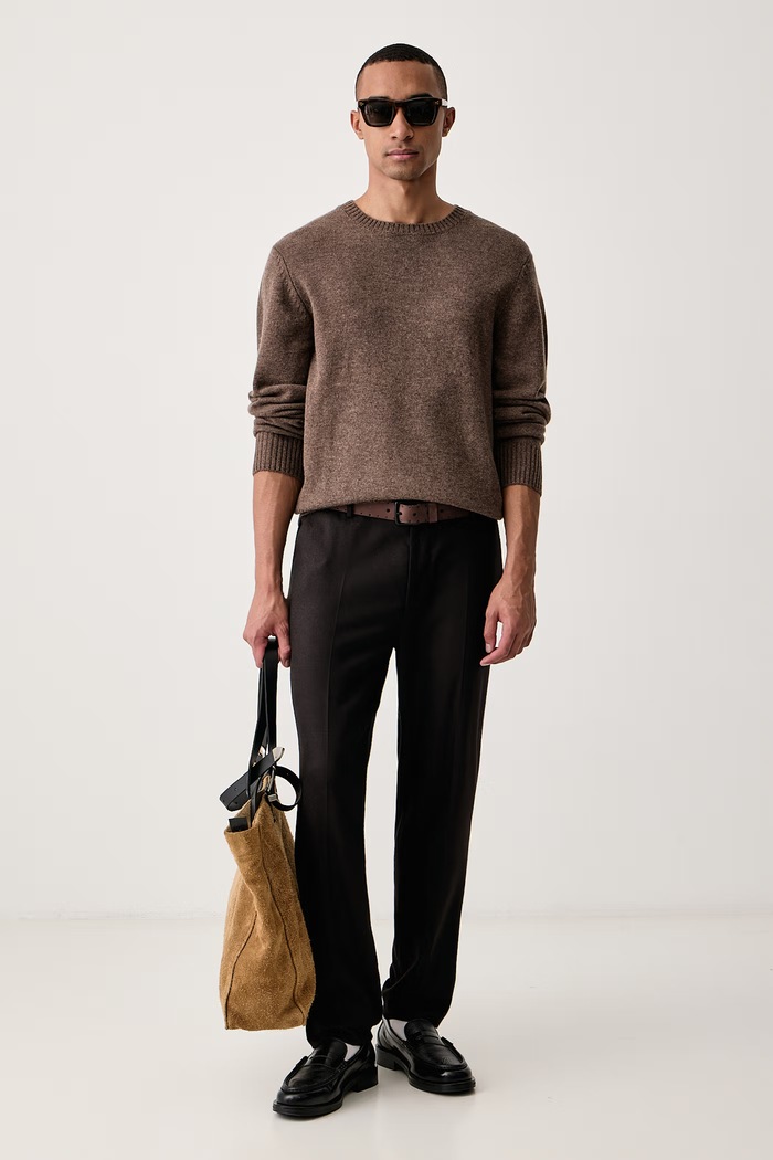 Officine Generale Sveter pánsky vlnený MYCREW W26MKNT307 hnedá AW26
