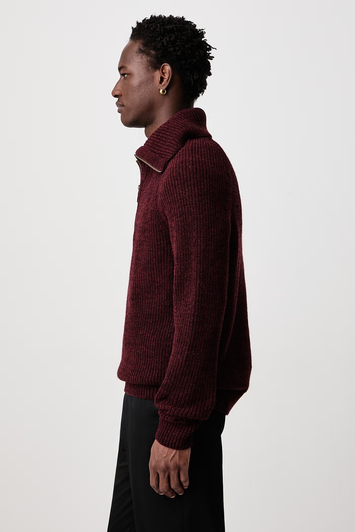 Sweter wełniany męski Barbour MKN1729BR53 bordowy