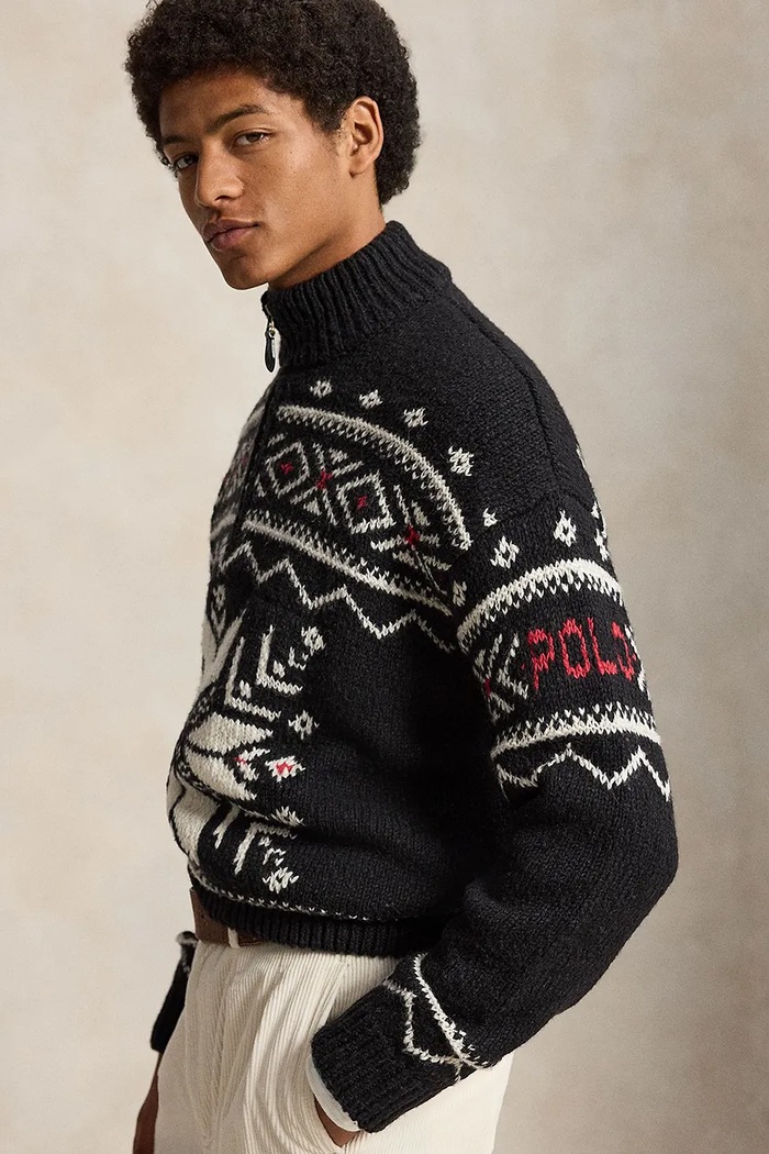 Sweter wełniany męski Polo Ralph Lauren 710B36075001 czarny