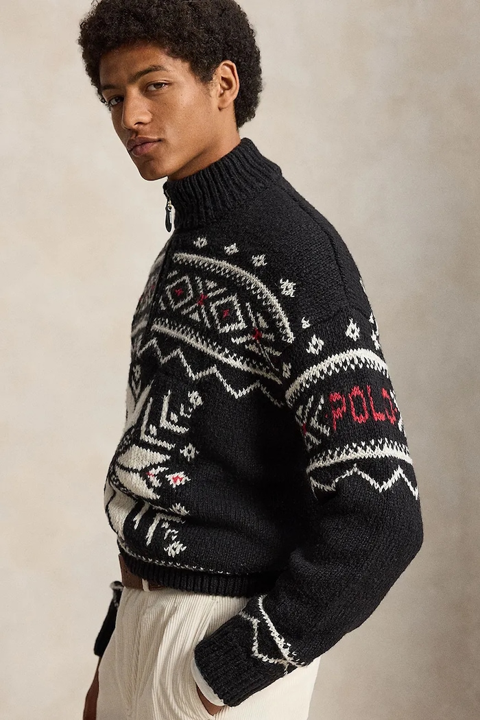 Sweter wełniany męski Polo Ralph Lauren 710B36075001 czarny