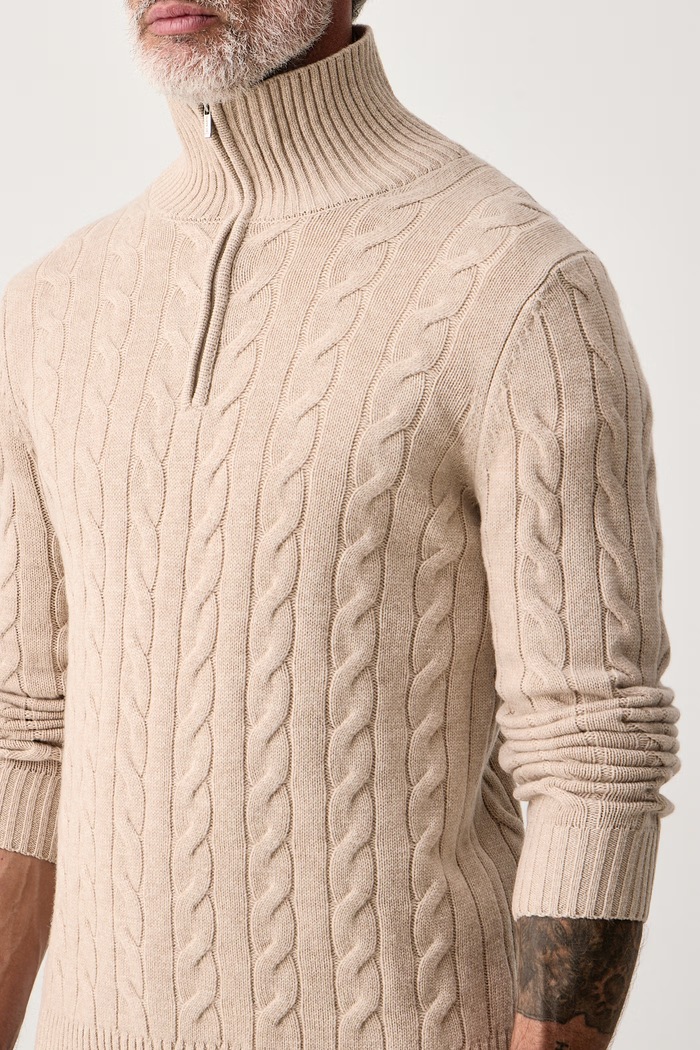Sweter męski z wełny merino MC2 Saint Barth BUCK005 beżowy