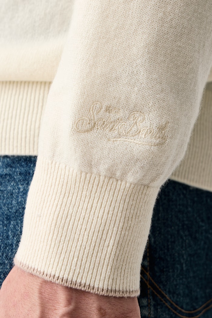 Sweter męski wełniany MC2 Saint Barth beżowy MRLW001