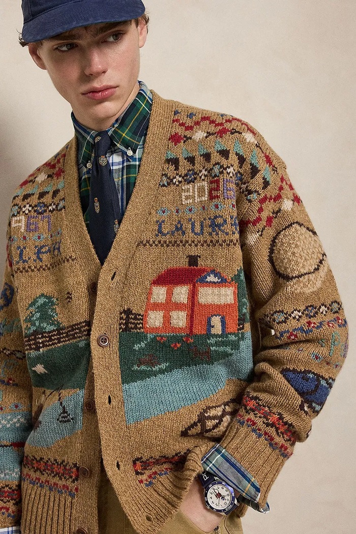 Polo Ralph Lauren Kardigan wełniany męski beżowy 710B23902001
