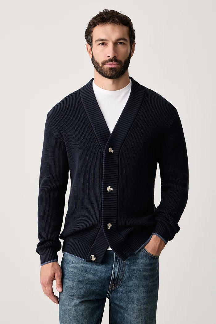 U.S. Polo Assn. Kardigan męski bawełniany Open Collar Knitted granatowy MUP4927