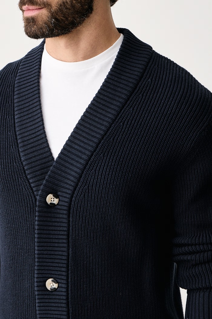 Kardigan męski bawełniany Open Collar Knitted U.S. Polo Assn. MUP4927 granatowy