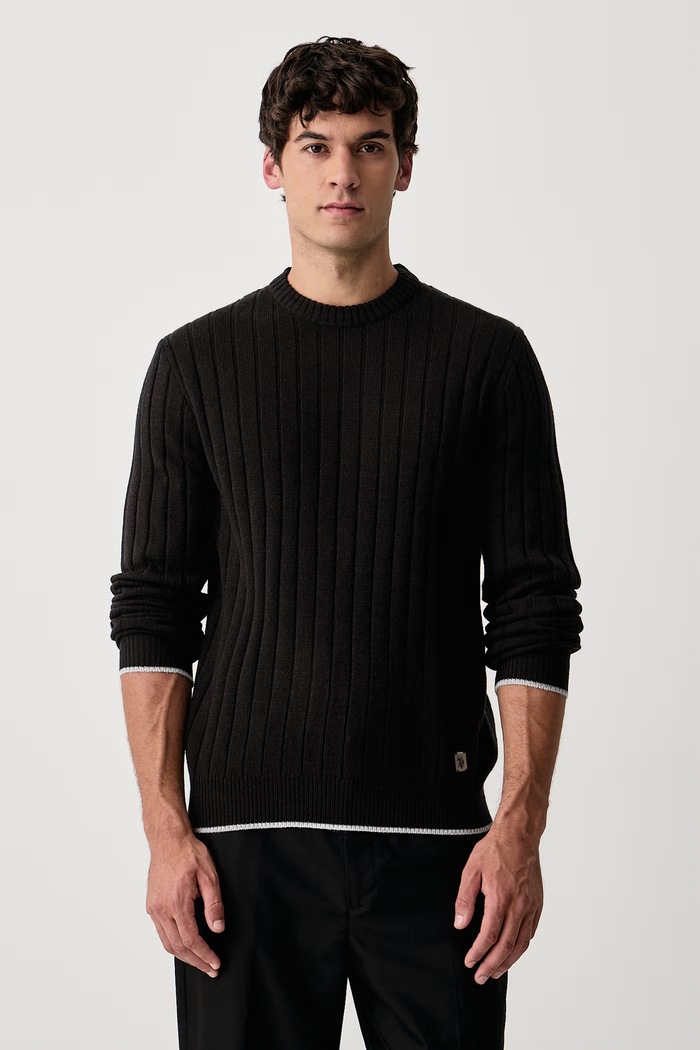 U.S. Polo Assn. Męskie z wełną Rib Knit Crew czarny MUP4309