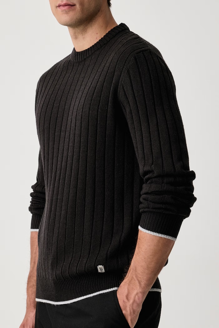 Męskie z wełną Rib Knit Crew U.S. Polo Assn. MUP4309 czarny
