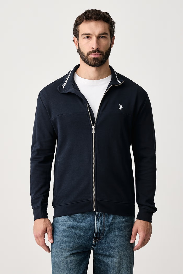 U.S. Polo Assn. Bluza rozpinana męska z bawełną Luxe DHM Zip Through Funnel granatowy MUP3368