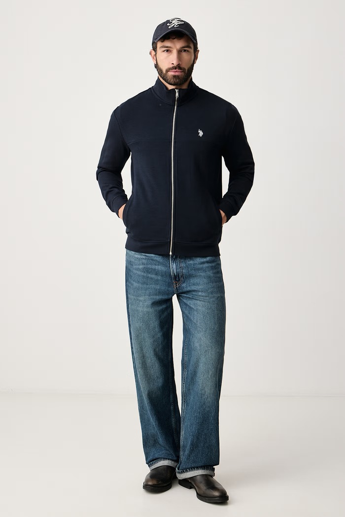 U.S. Polo Assn. Bluza rozpinana męska z bawełną Luxe DHM Zip Through Funnel MUP3368 granatowy AW26