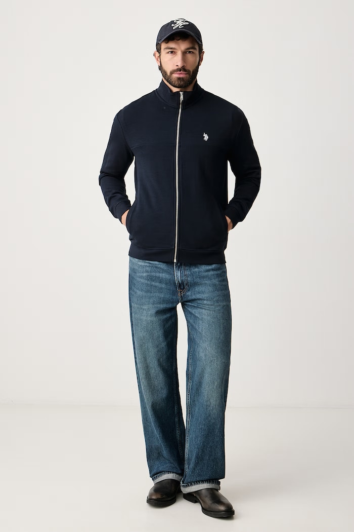 U.S. Polo Assn. Bluza rozpinana męska z bawełną Luxe DHM Zip Through Funnel MUP3368 granatowy AW26