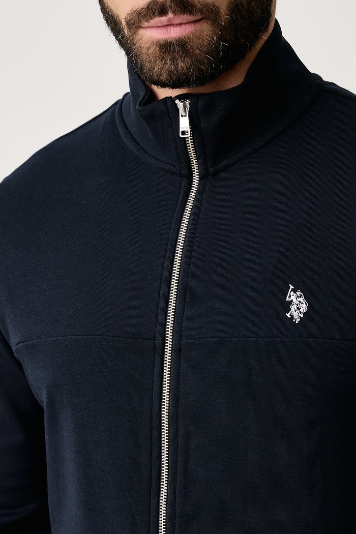 Bluza rozpinana męska z bawełną Luxe DHM Zip Through Funnel U.S. Polo Assn. MUP3368 granatowy