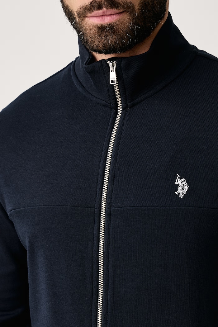 Bluza rozpinana męska z bawełną Luxe DHM Zip Through Funnel U.S. Polo Assn. MUP3368 granatowy