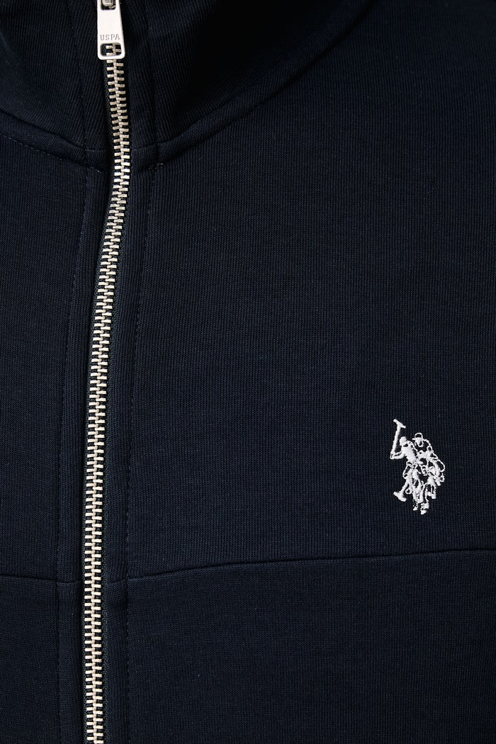 Bluza rozpinana męska z bawełną Luxe DHM Zip Through Funnel U.S. Polo Assn. granatowy MUP3368