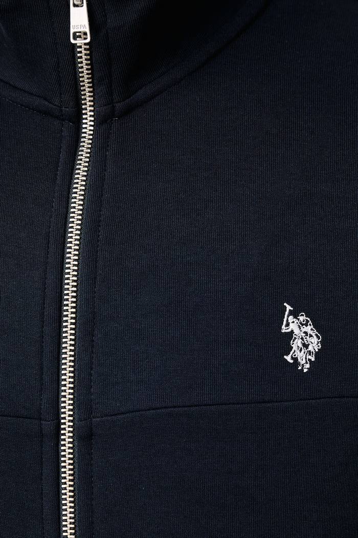 Bluza rozpinana męska z bawełną Luxe DHM Zip Through Funnel U.S. Polo Assn. granatowy MUP3368