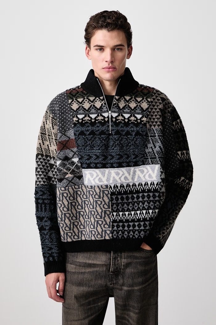 Represent Sweter z wełną męski multicolor MLM101019