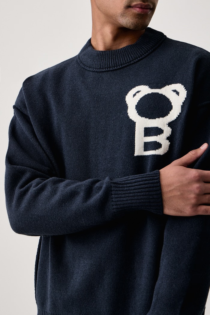 Sweter męski z wełną Baron Filou 000017323 granatowy
