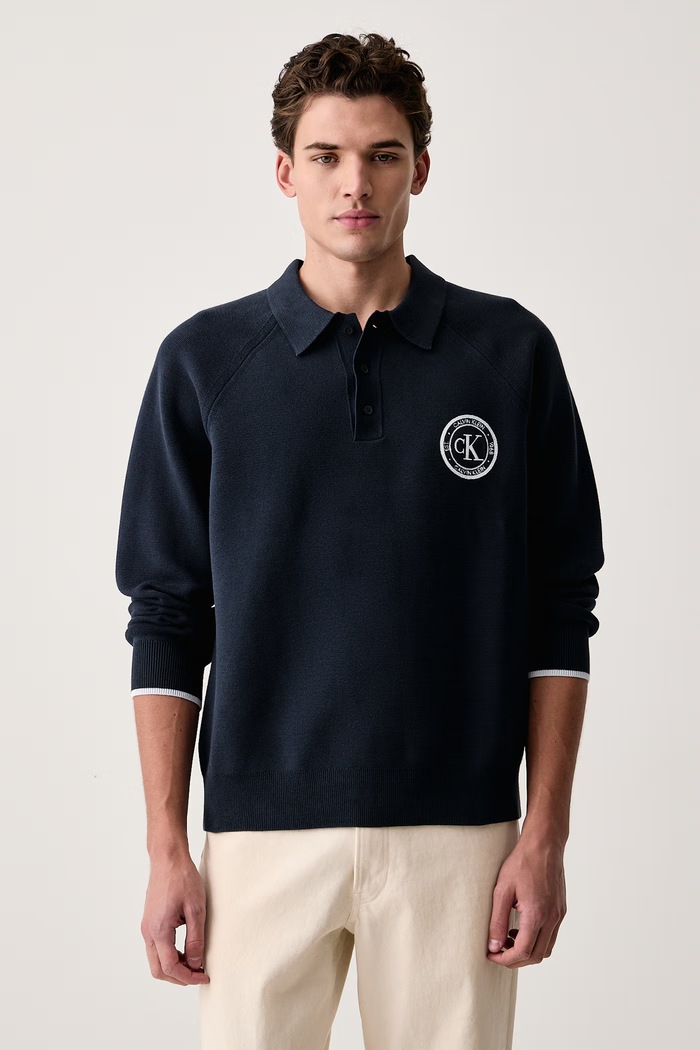 Calvin Klein Jeans Sweter męski z bawełną granatowy LV04RH318G
