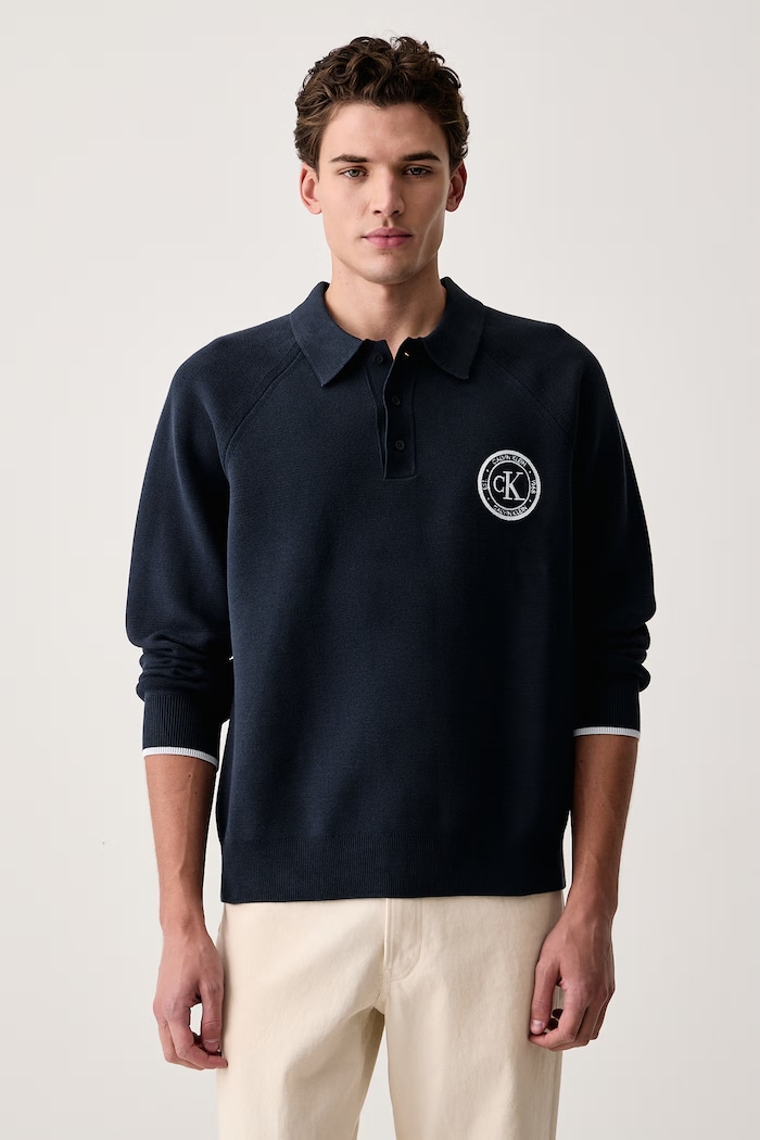 Calvin Klein Jeans Sweter męski z bawełną granatowy LV04RH318G