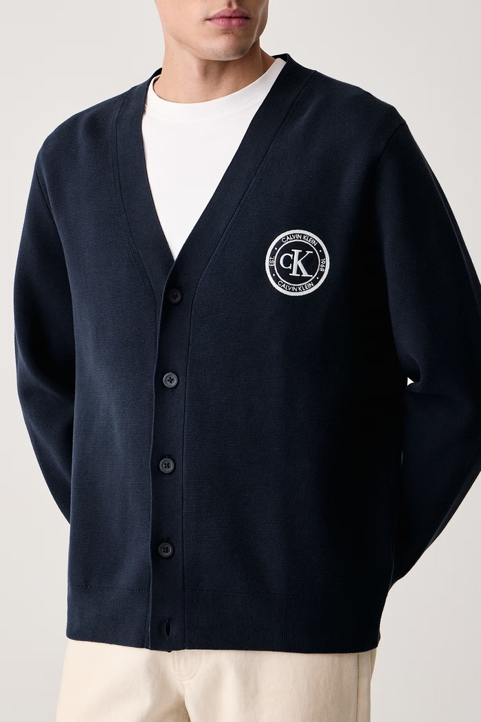 Kardigan męski z bawełną Calvin Klein Jeans LV04RH317G granatowy