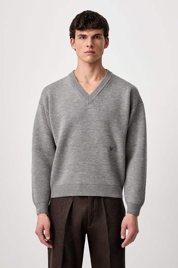 Willy Chavarria CHAVARRIA V-NECK sweater wool Men's gray MMSSW003.067N
