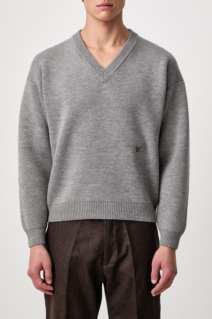 CHAVARRIA V-NECK sweater wool Men's Willy Chavarria gray MMSSW003.067N