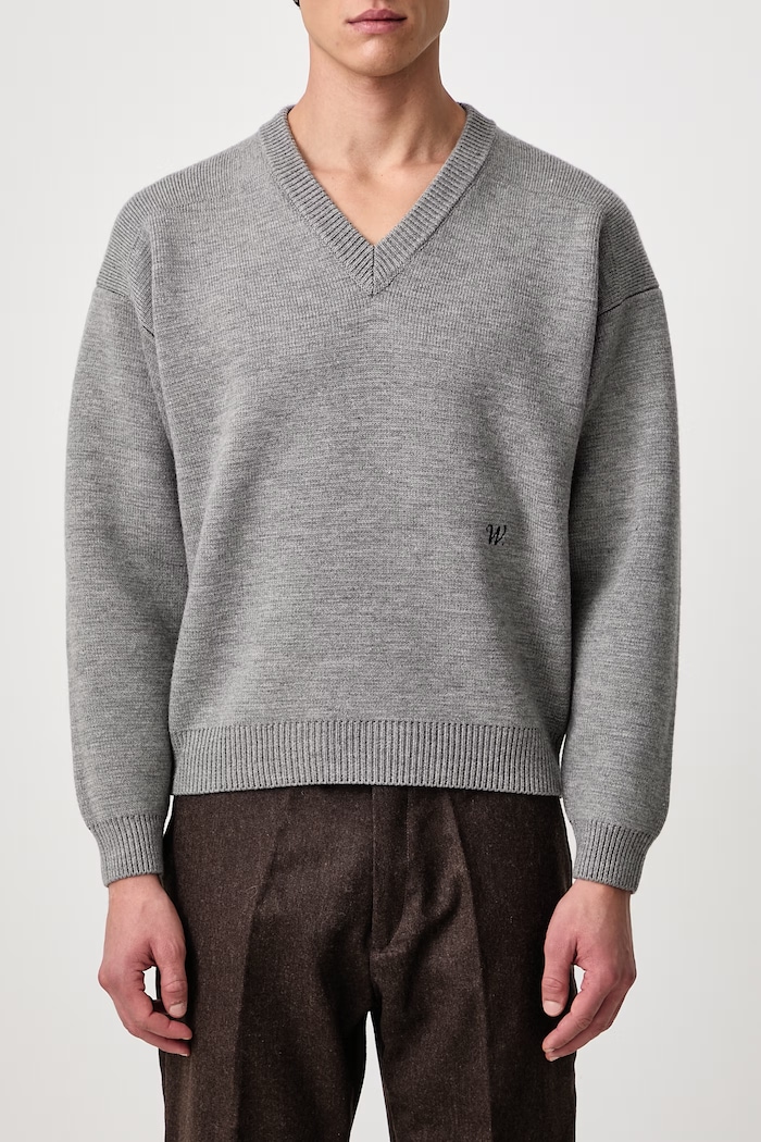 CHAVARRIA V-NECK sweater wool Men's Willy Chavarria gray MMSSW003.067N