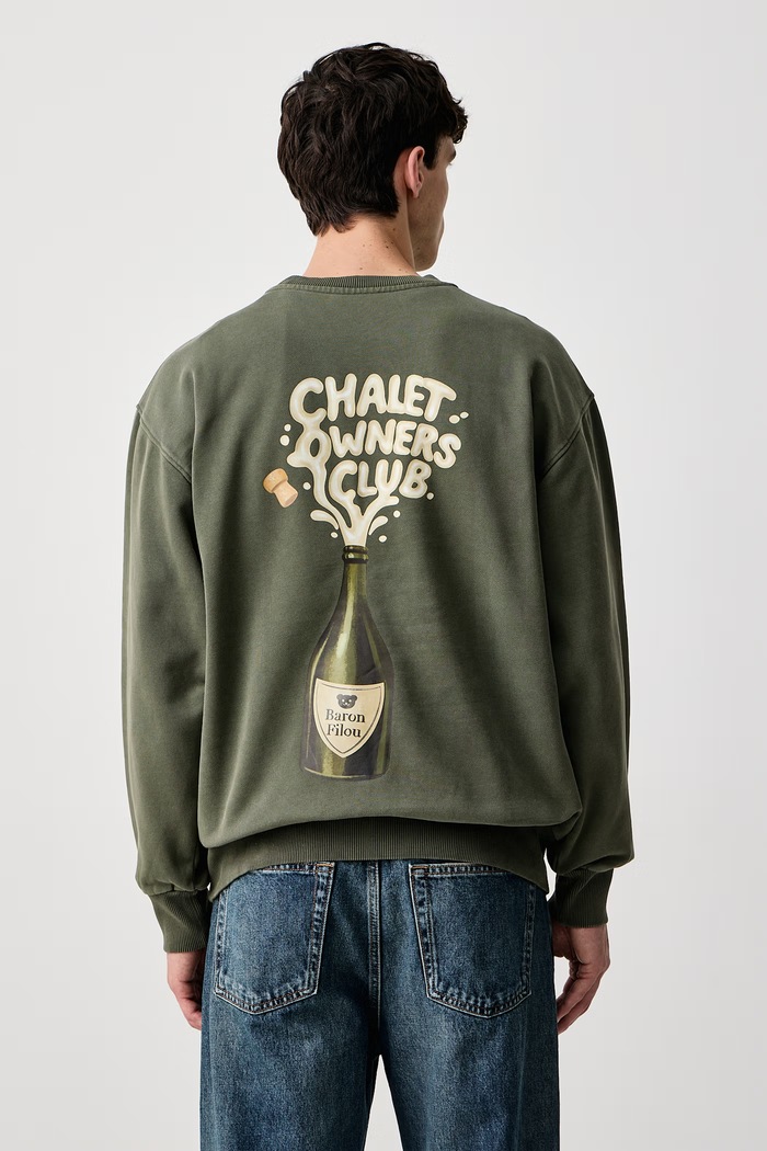 Baron Filou Bluza oversize męska bawełniana zielony 000017162