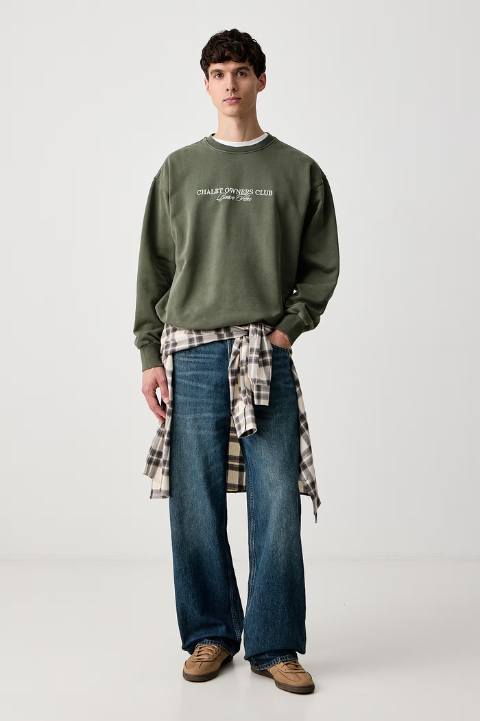 Baron Filou Bluza oversize męska bawełniana 000017162 zielony AW26