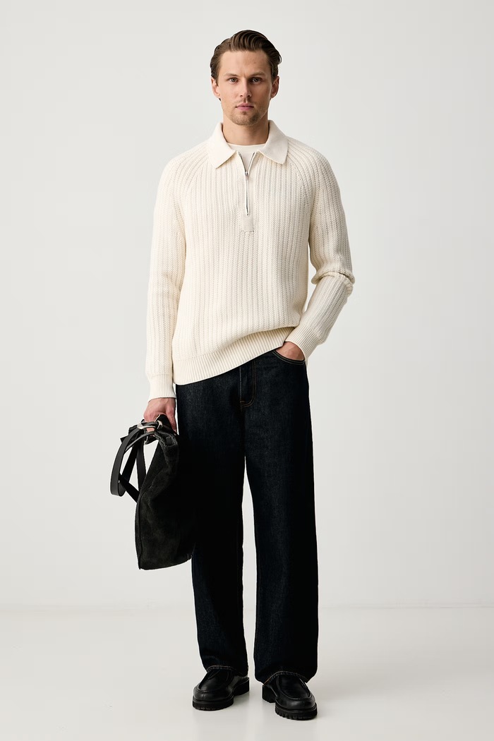 Michael Kors Sweter męski z wełną CF660M3JWP beżowy AW26