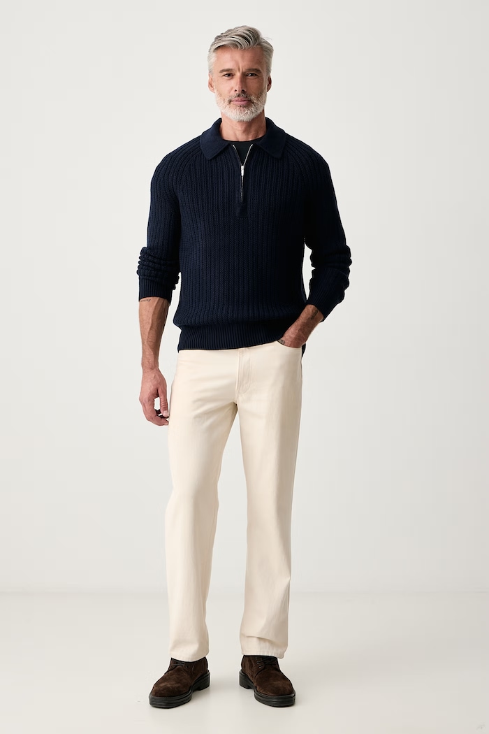 Michael Kors Sweter męski z wełną CF660M3JWP granatowy AW26