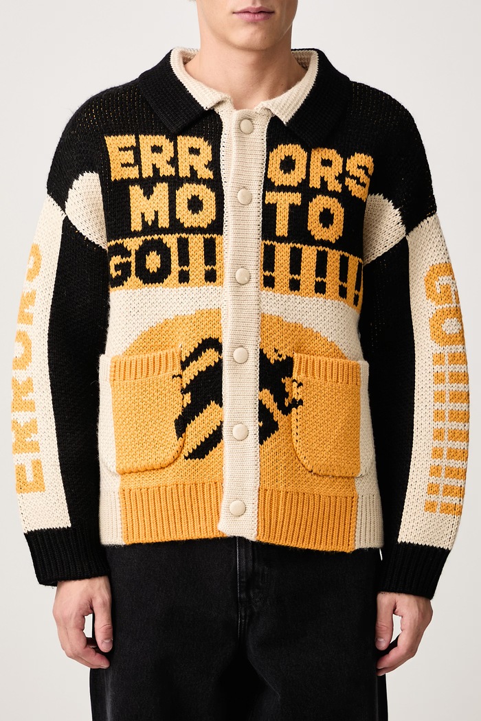 Moto kardigan męski z dodatkiem wełny House of Errors czarny HEFW26CA01709