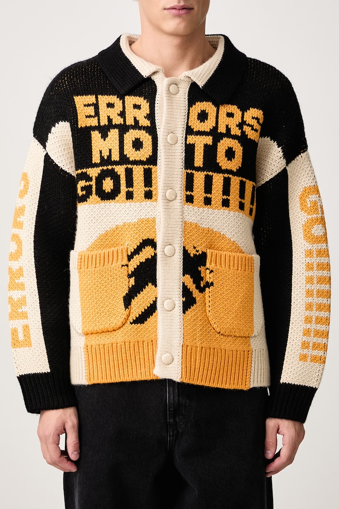 Moto kardigan męski z dodatkiem wełny House of Errors czarny HEFW26CA01709