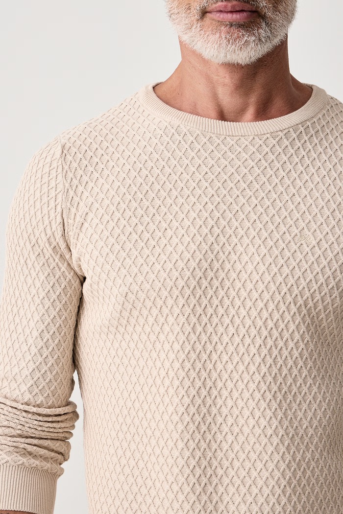 Sweter męski bawełniany Lindbergh 30.825013 beżowy