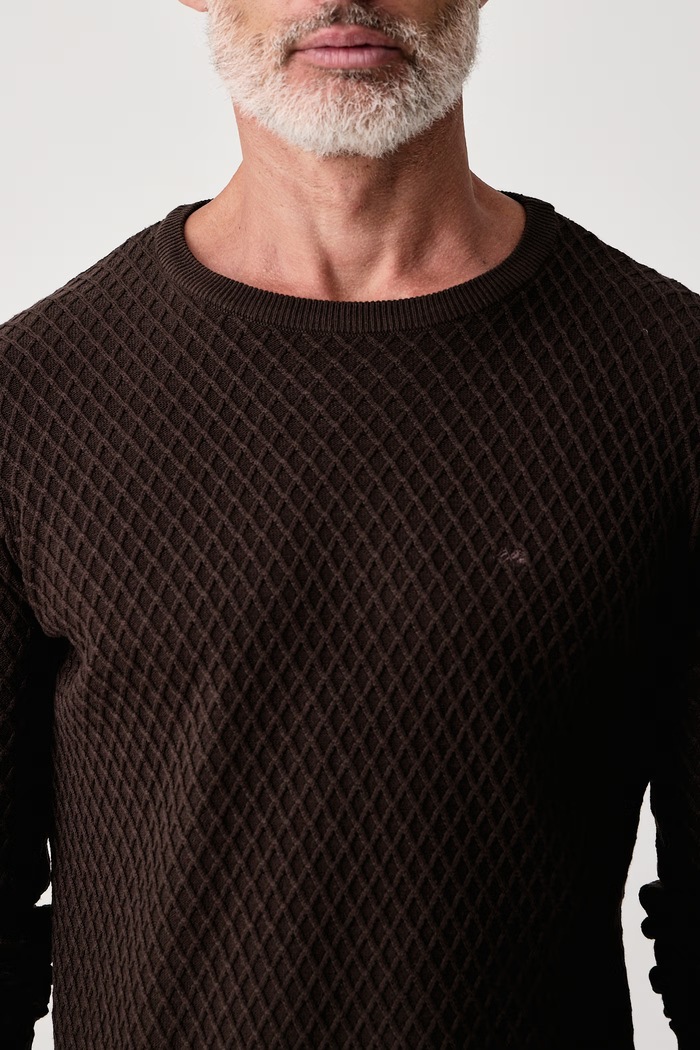Sweter męski bawełniany Lindbergh 30.825013 brązowy