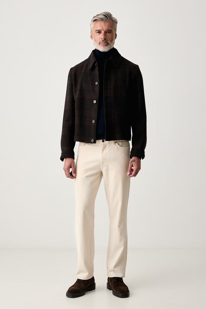 Lindbergh Sweter męski z wełną merino 30.81068 granatowy AW26