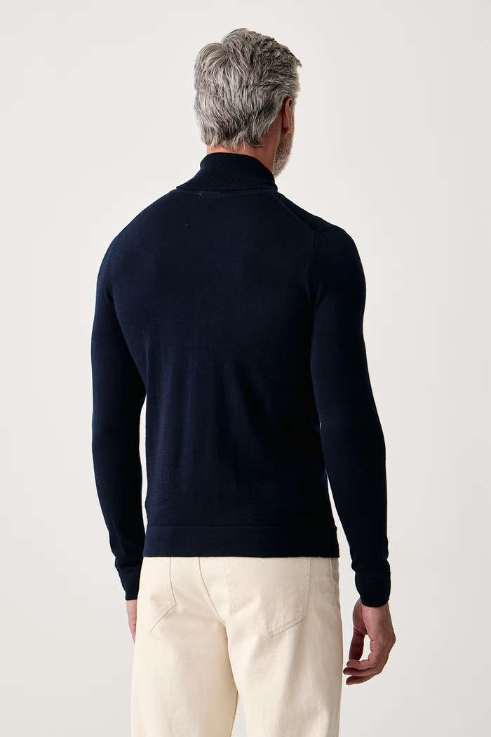 Odzież Lindbergh Sweter męski z wełną merino 30.81068 granatowy