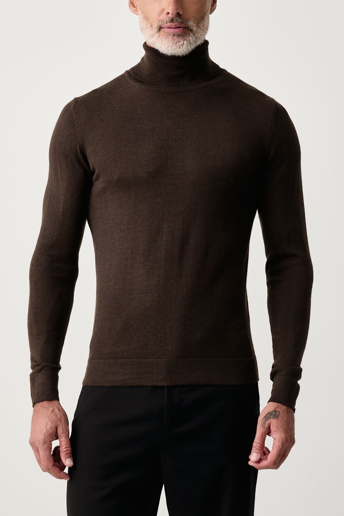 Sweter męski z wełną merino Lindbergh 30.81068 brązowy