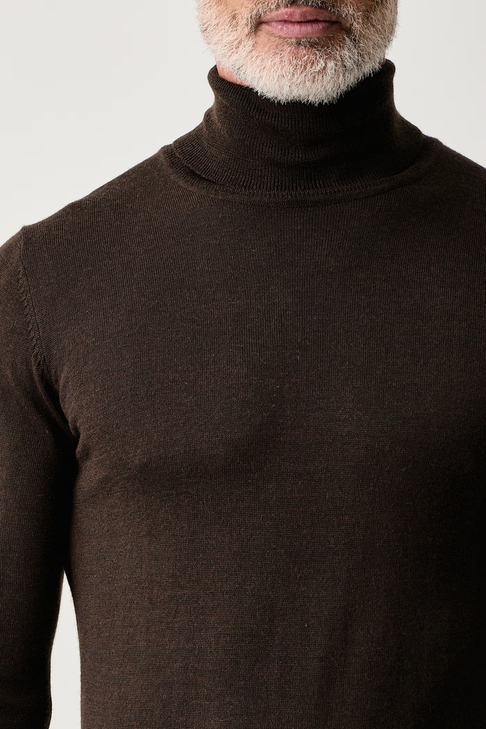 Sweter męski z wełną merino Lindbergh brązowy 30.81068