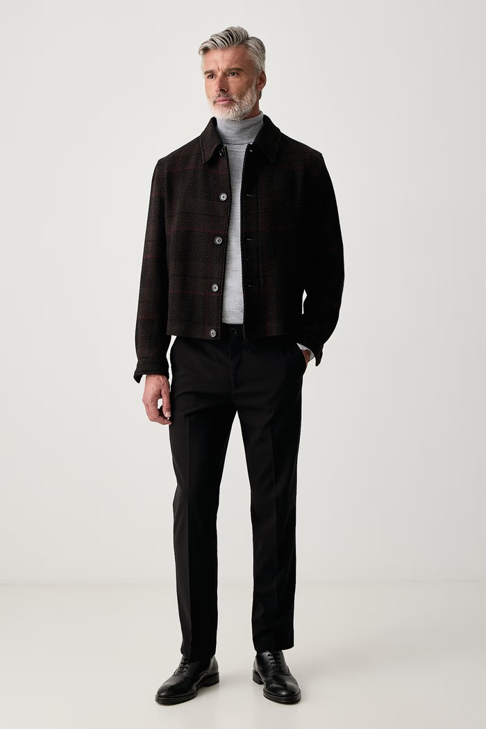 Lindbergh Sweter męski z wełną merino 30.81068 szary AW26