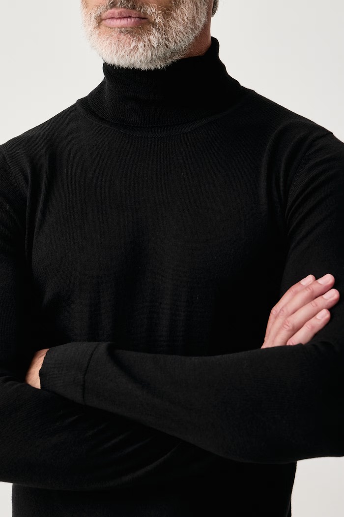 Sweter męski z wełną merino Lindbergh 30.81068 czarny