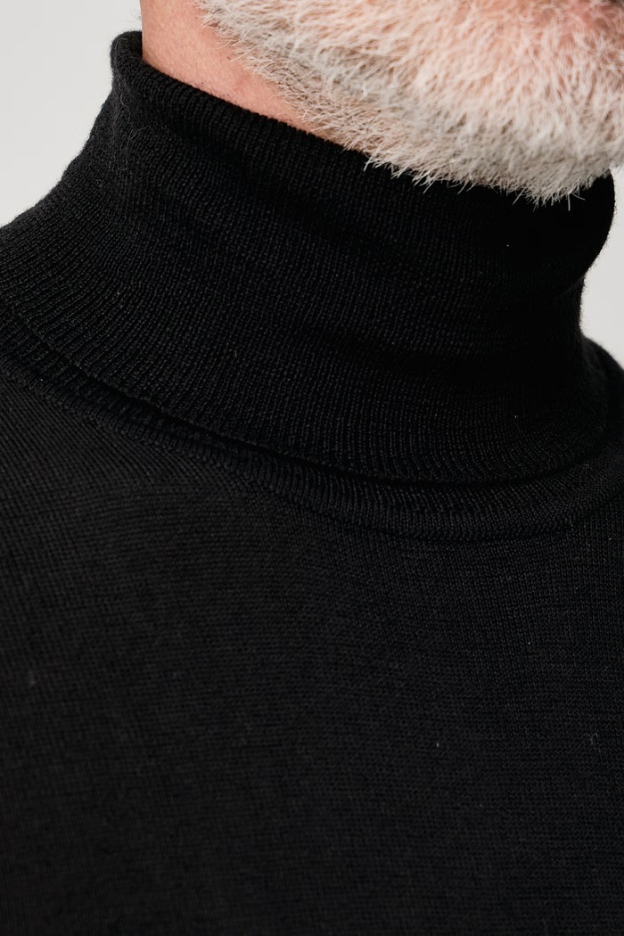 Sweter męski z wełną merino Lindbergh czarny 30.81068