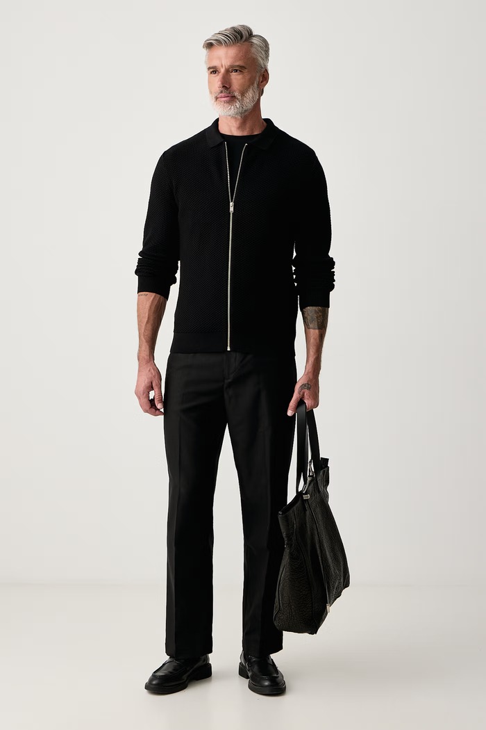 Lindbergh Sweter rozpinany męski bawełniany 30.804011 czarny AW26