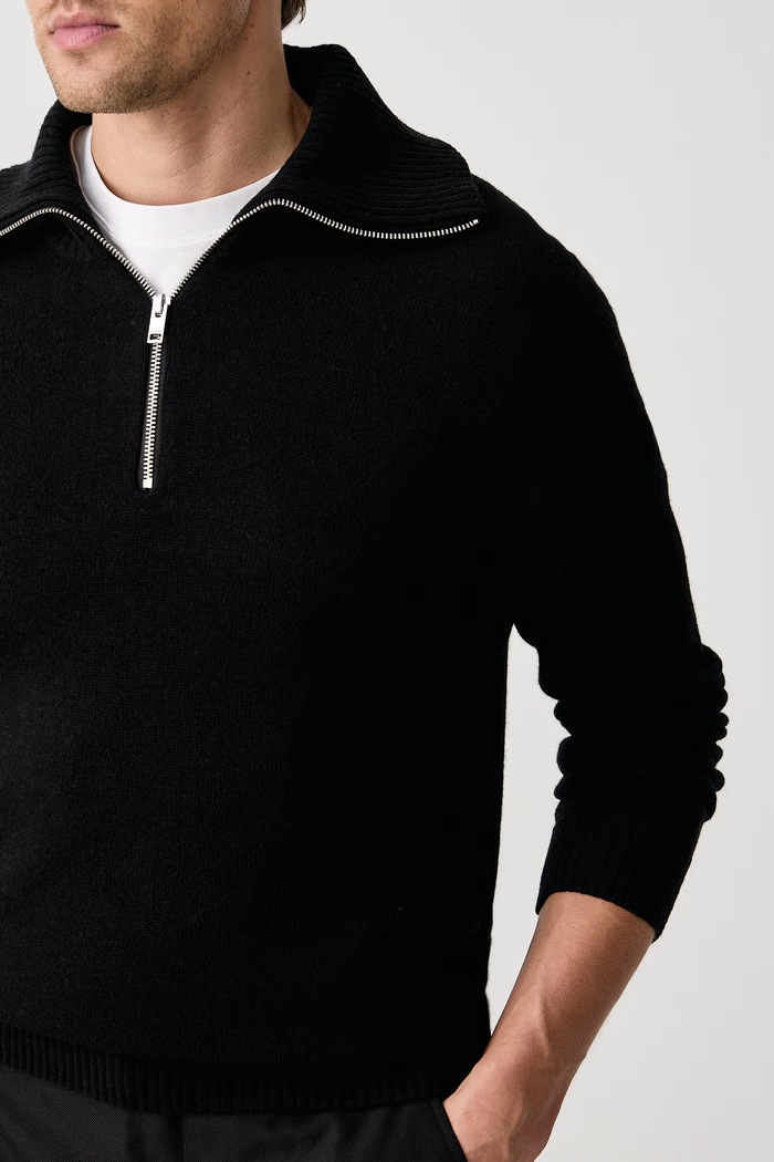 Sweter męski z wełną Lindbergh 30.800233 czarny